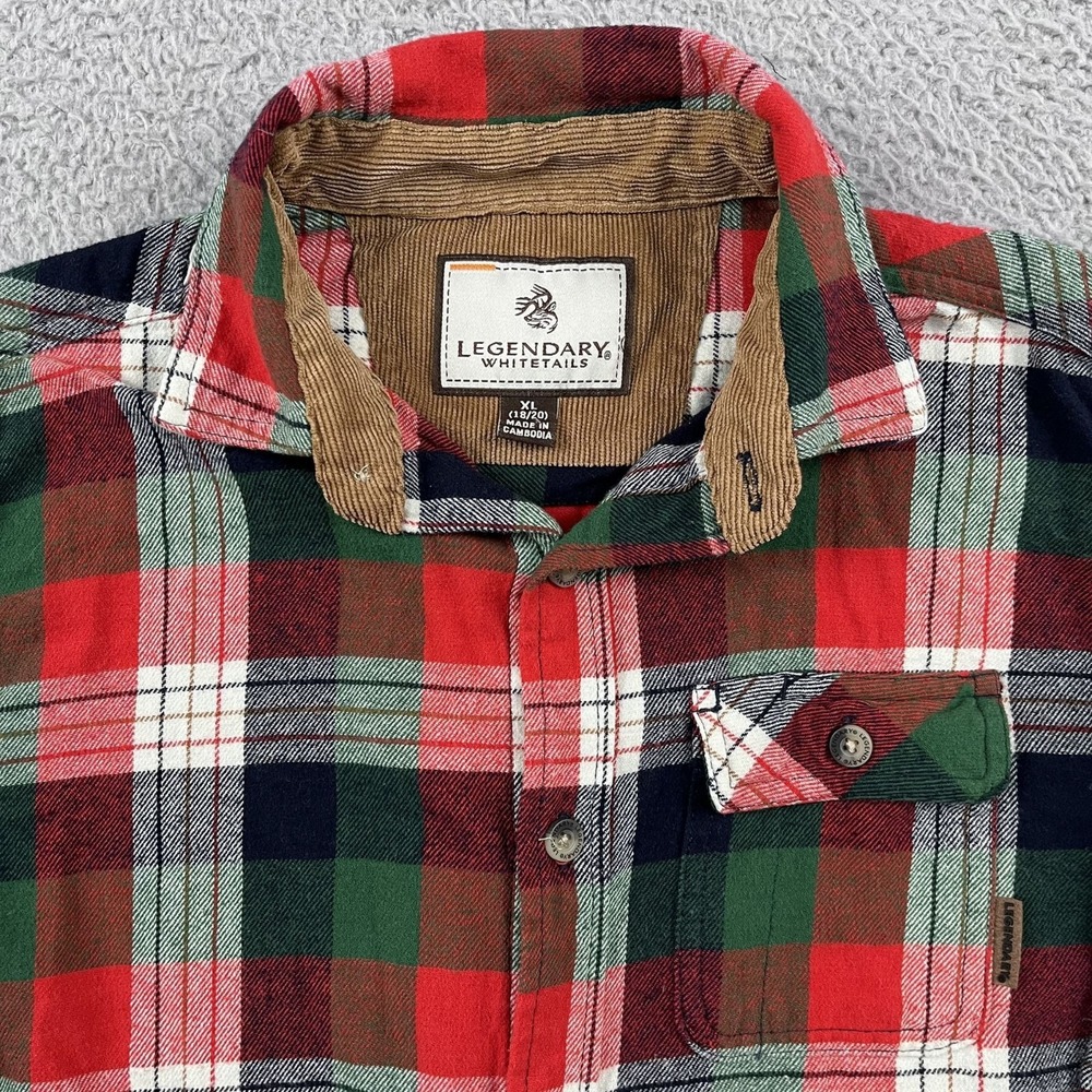 Legendary Whitetails Button Down Flannel Shirt Boys Youth XL (18/20) Red Green - Picture 6 of 6